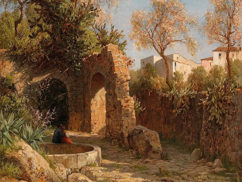 1843-Luise Begas-Parmentier - Mandorli in fiore, Taormina